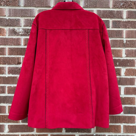 Vintage Alfred Dunner Women’s Sz 16W Red Faux Suede Fleece interior Jacket - Picture 3 of 10